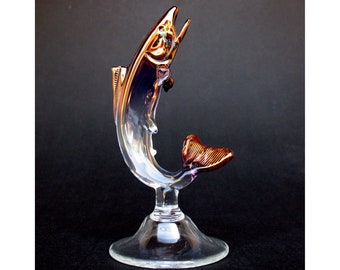 Rainbow Trout Fly Fishing Figurine of Hand Blown Glass