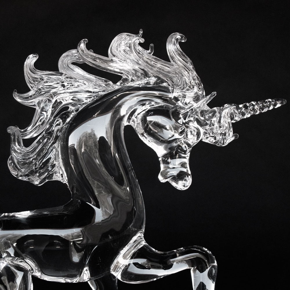 Unicorn Prancing Hand Blown Glass Crystal Figurine Etsy
