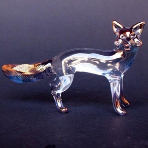Fox Figurine Hand Blown Glass Gold Crystal Sculpture image 4