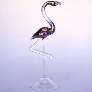 Pink Flamingo Figurine of Hand Blown Art Glass Crystal image 2