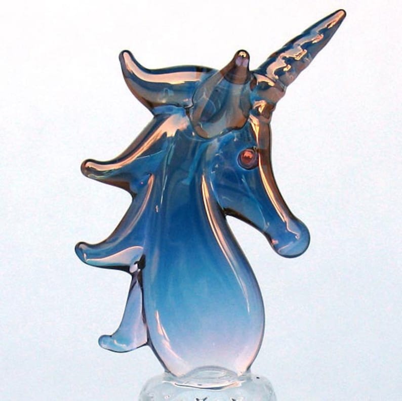 Unicorn Hand Blown Glass Thimble Crystal Gold Figurine Etsy