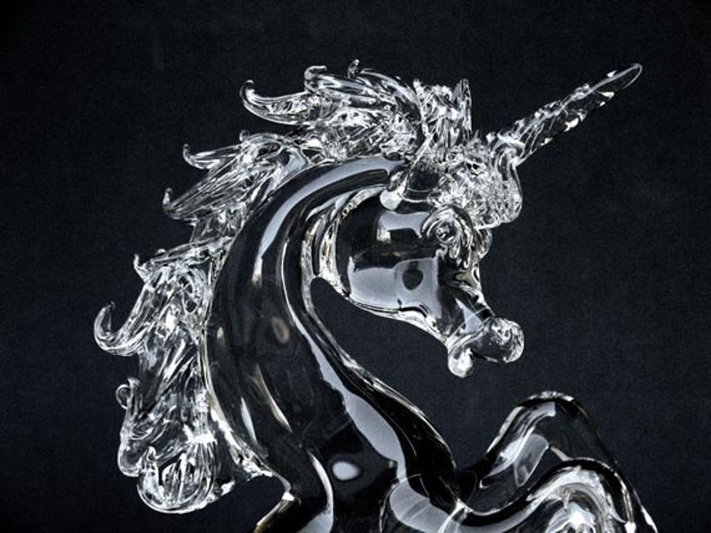 Unicorn Rearing Hand Blown Glass Crystal Figurine Etsy