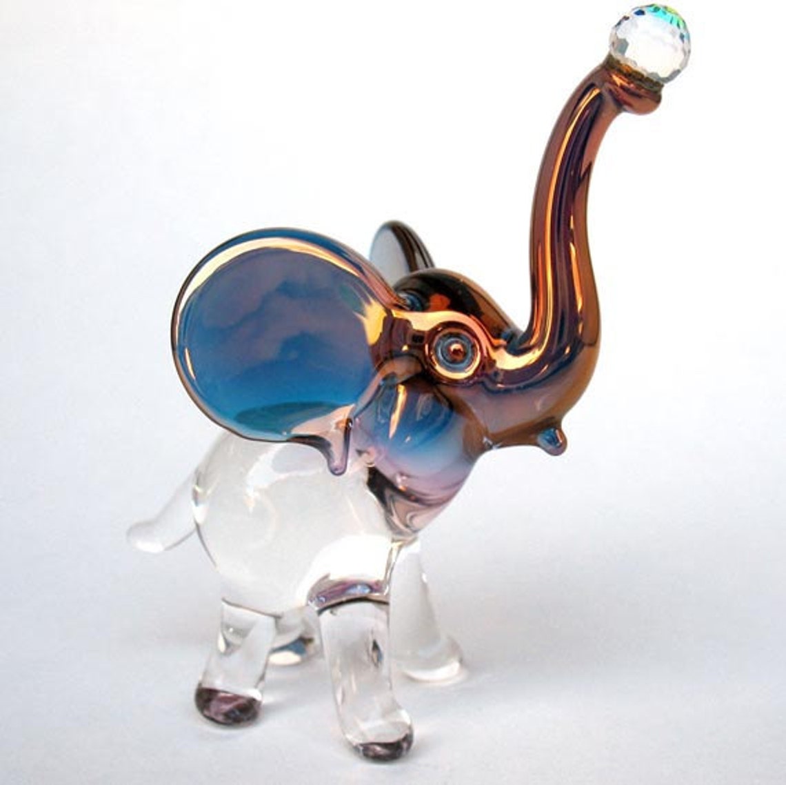 Elephant Circus Figurine Pink Gold Glass and Crystal | Etsy