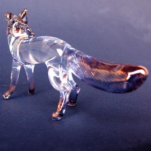 Fox Figurine Hand Blown Glass Gold Crystal Sculpture image 2