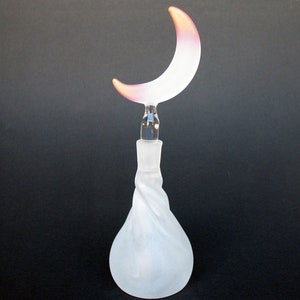 Moon Perfume Bottle of Hand Blown Glass Gold Crystal