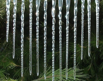 Icicles of Hand Blown Glass 13 Christmas Tree Ornaments