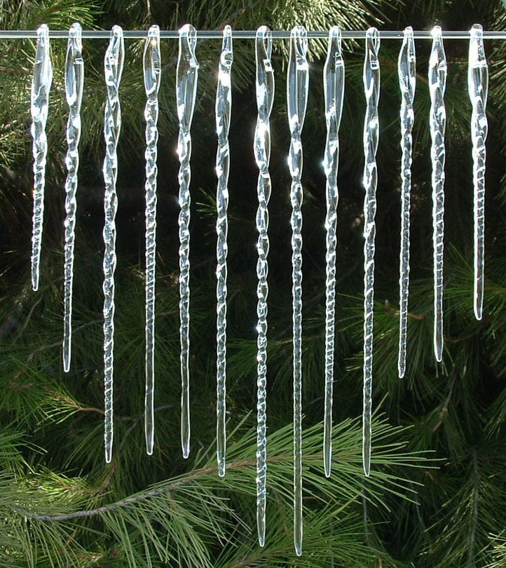 Icicles of Hand Blown Glass 13 Christmas Tree Ornaments