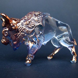Bison Buffalo Figurine Hand Blown Glass Gold Sculpture image 3