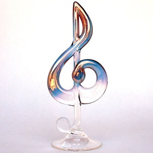 Treble Clef G Clef Figurine of Hand Blown Glass Gold