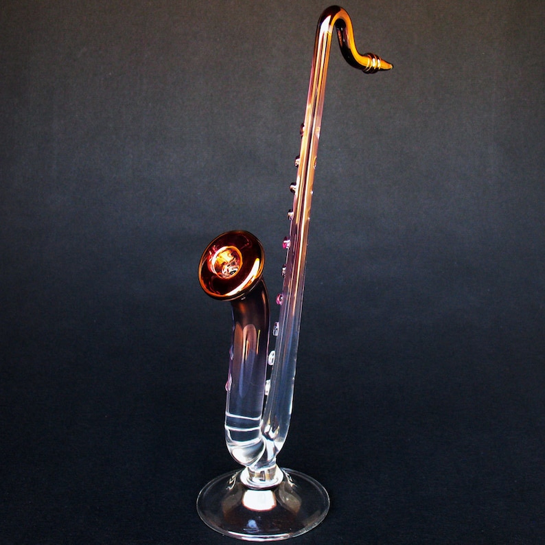 Saxophone Figurine of Hand Blown Glass and 24K Gold Etsy