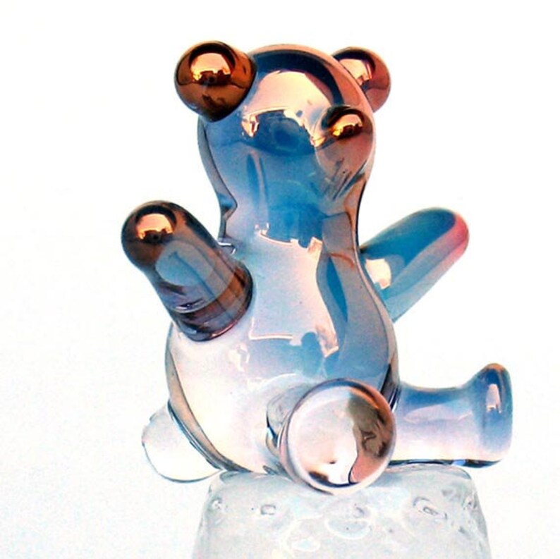 Teddy Bear Blown Glass Thimble Crystal Gold Figurine Etsy