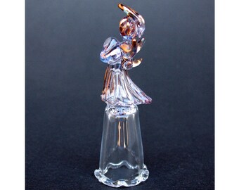 Angel Hand Blown Glass Thimble Crystal Gold Figurine