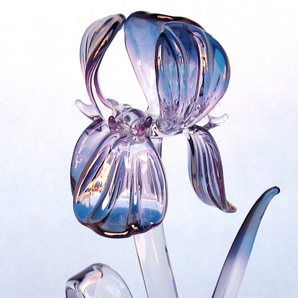 Figura de Iris de vidrio soplado a mano, cristal de amatista dorado