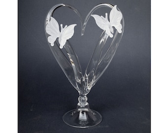 Butterfly Wedding Cake Topper, Hand Blown Glass, Crystal, Butterflies