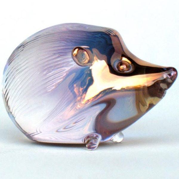 Hedgehog Figurine of Hand Blown Glass with 24K Gold