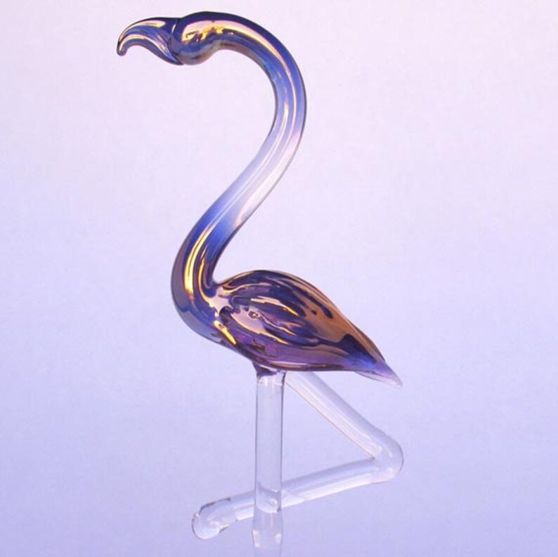 Pink Flamingo Figurine of Hand Blown Art Glass Crystal image 3