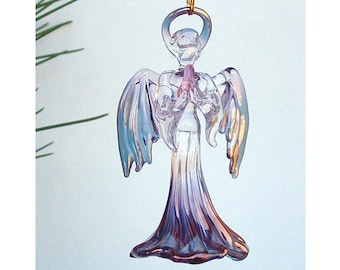 Angel Figurine Hand Blown Glass Christmas Tree Ornament Suncatcher