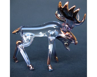 Moose of Hand Blown Glass with 24K Gold