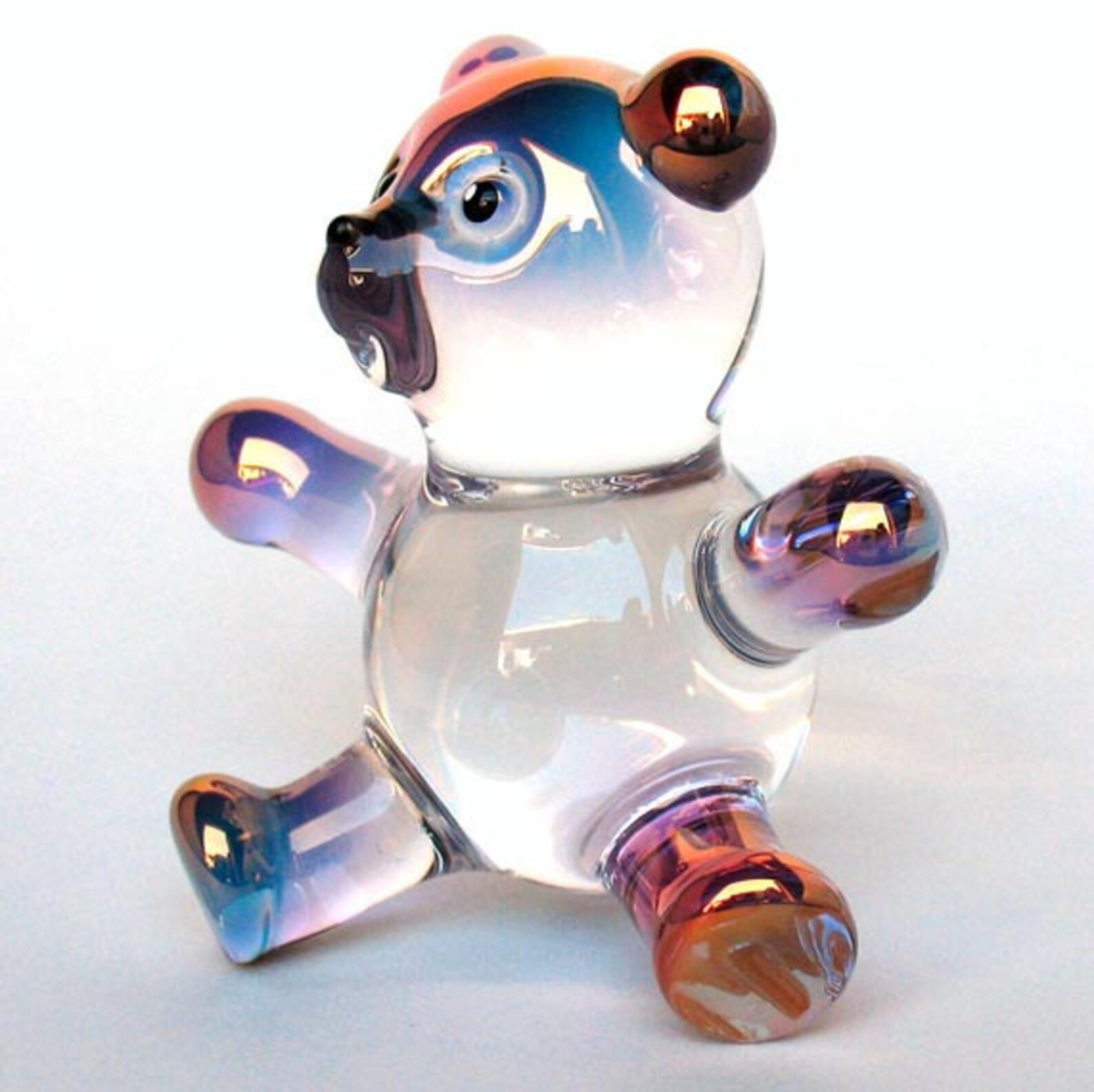 Teddy Bear Figurine Hand Blown Glass Crystal Sculpture Etsy