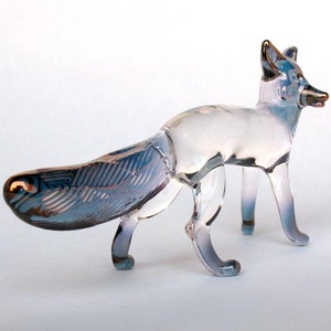 Fox Figurine Hand Blown Glass Gold Crystal Sculpture image 3