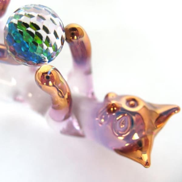 Cat Kitten Feline Figurine of Hand Blown Glass Crystal