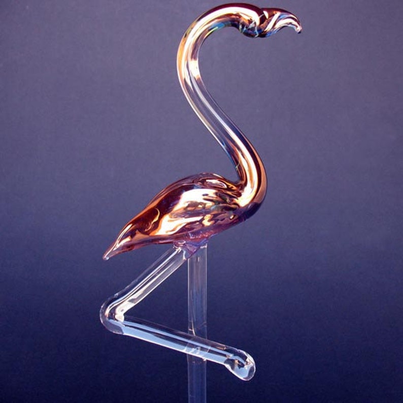 Pink Flamingo Figurine of Hand Blown Art Glass Crystal image 4