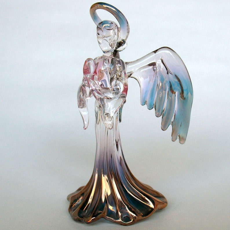 Angel Figurine Hand Blown Glass Christmas Tree Ornament Etsy