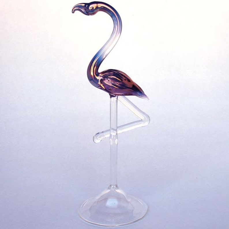 Pink Flamingo Figurine of Hand Blown Art Glass Crystal image 5