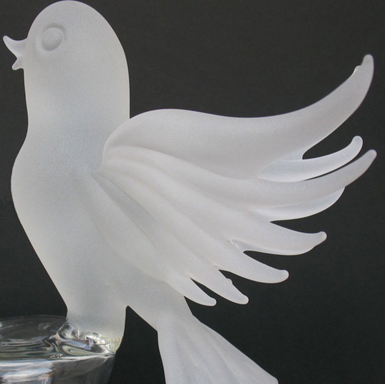 Lovebirds Doves Glass Wedding Cake Top Topper Crystal image 3