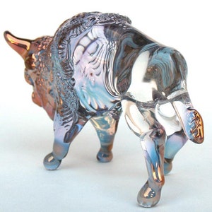 Bison Buffalo Figurine Hand Blown Glass Gold Sculpture image 4