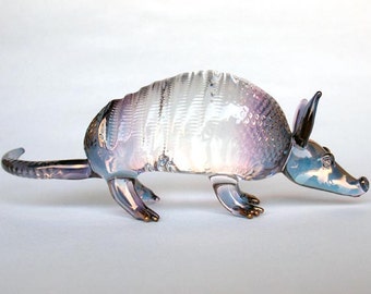 Armadillo Figurine of Hand Blown Glass with 24K Gold