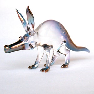 Aardvark Figurine of Hand Blown Glass with 24K Gold