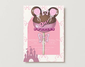 Oh Twodles Birthday Invitation • Minnie Second Birthday • 2nd Birthday Party Invite • Editable Template