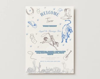 Welcome Two the West Birthday Invitation • Cowboy Cowgirl 2nd Birthday • Editable Party Invite