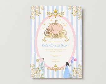 Bibbidi Bobbidi Boo Birthday Invitation • Cinderella Second Birthday  • Princess Party invite• Editable Template