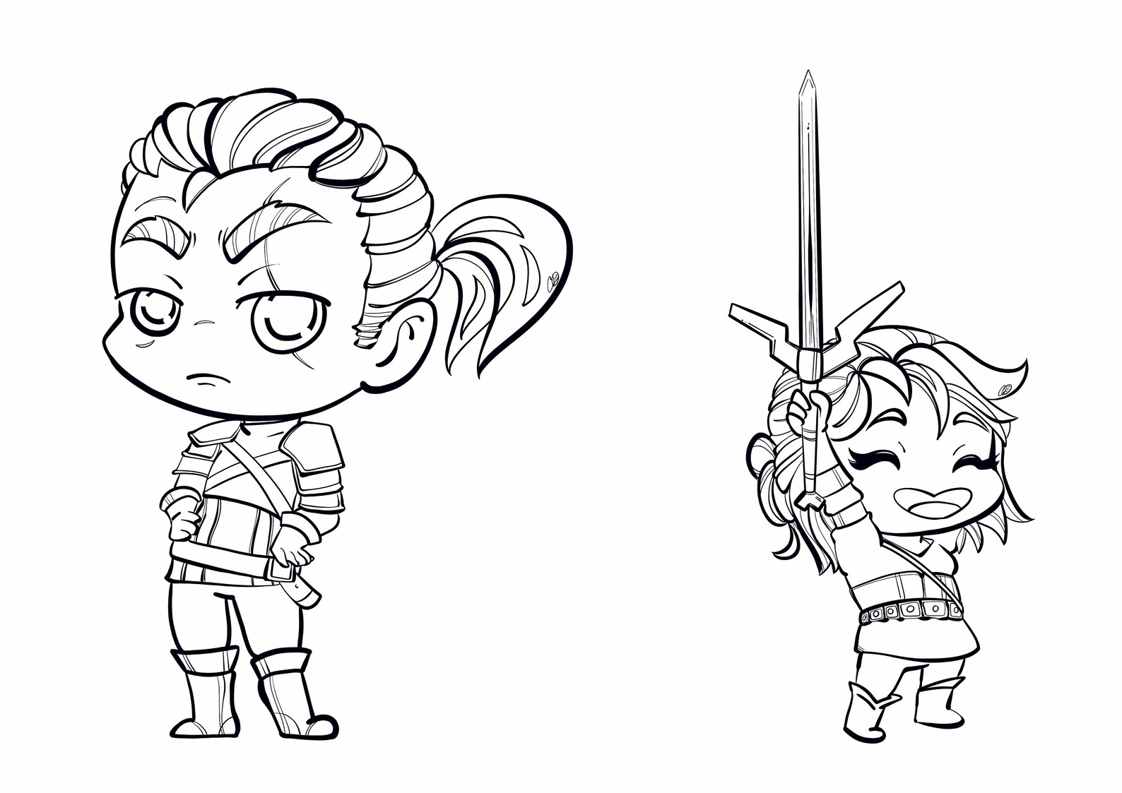 Download Witcher Geralt Siri Chibi Coloring Page | Etsy