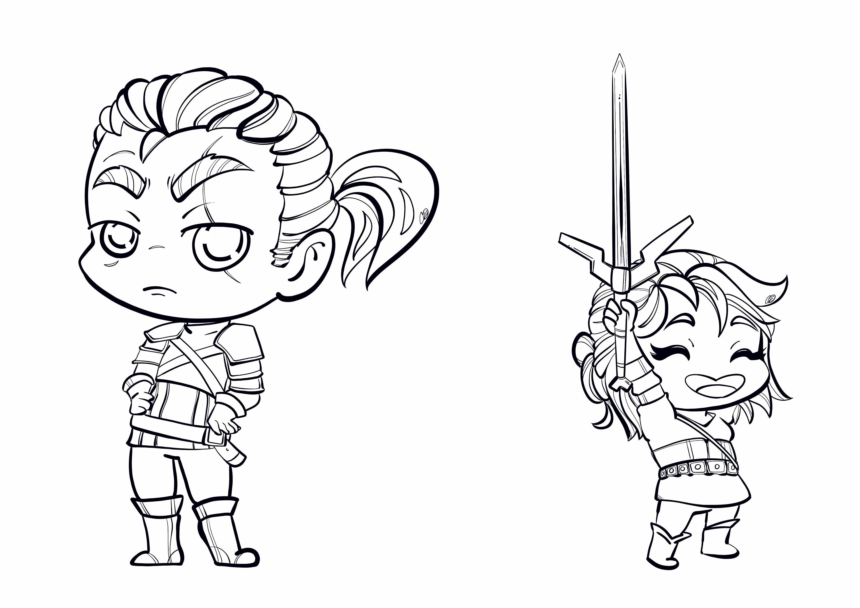 Witcher Geralt Siri Chibi Coloring Page
