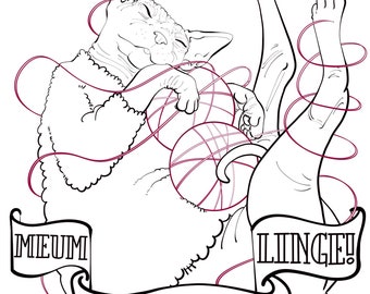 Rude Latin Cat Coloring Page