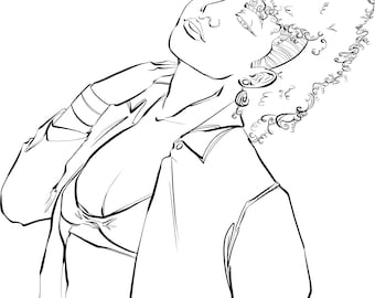 80&#39;s Chick Coloring Page