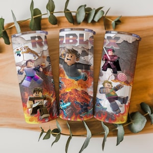 Paquete de 2 vasos de Blocky Game Heroes (20 oz y 30 oz, PNG) (descarga digital)