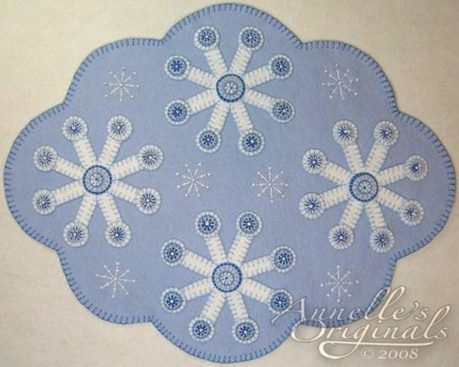 Christmas Winter Snowflakes Penny Rug Candle Mat Wool Applique PATTERN ...