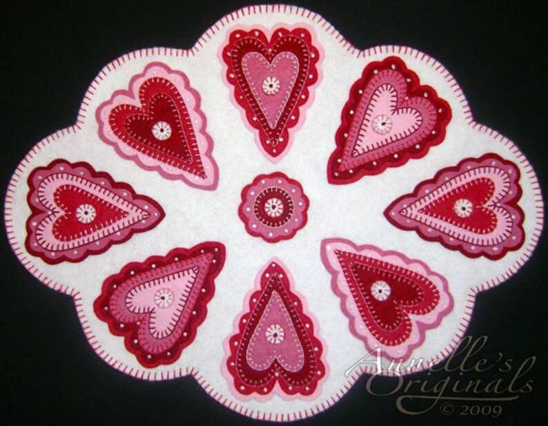 Hearts Valentines Penny Rug Wool Applique PATTERN Holiday Love Etsy
