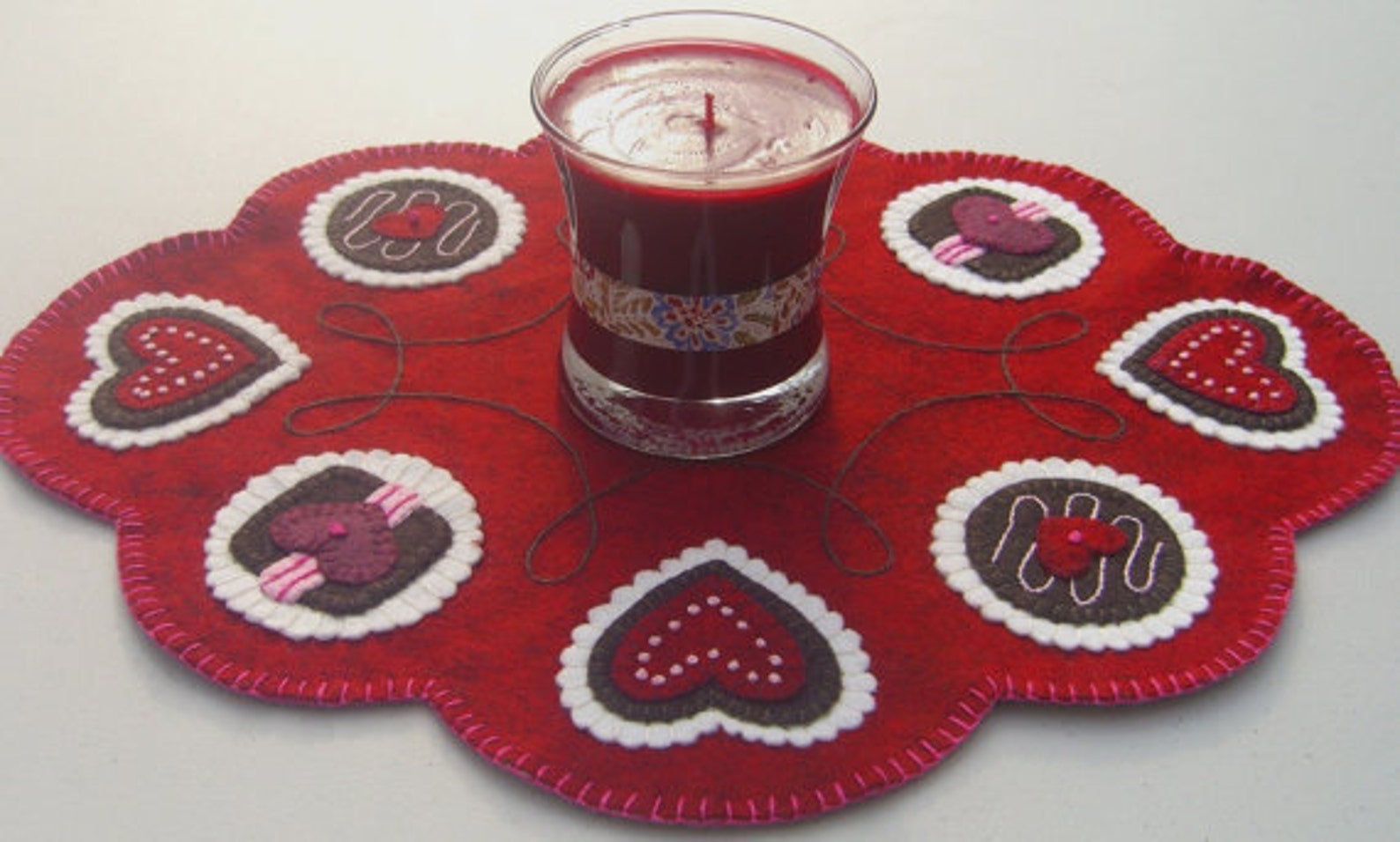 Hearts Valentines Penny Rug Wool Applique PATTERN Sweetheart Etsy