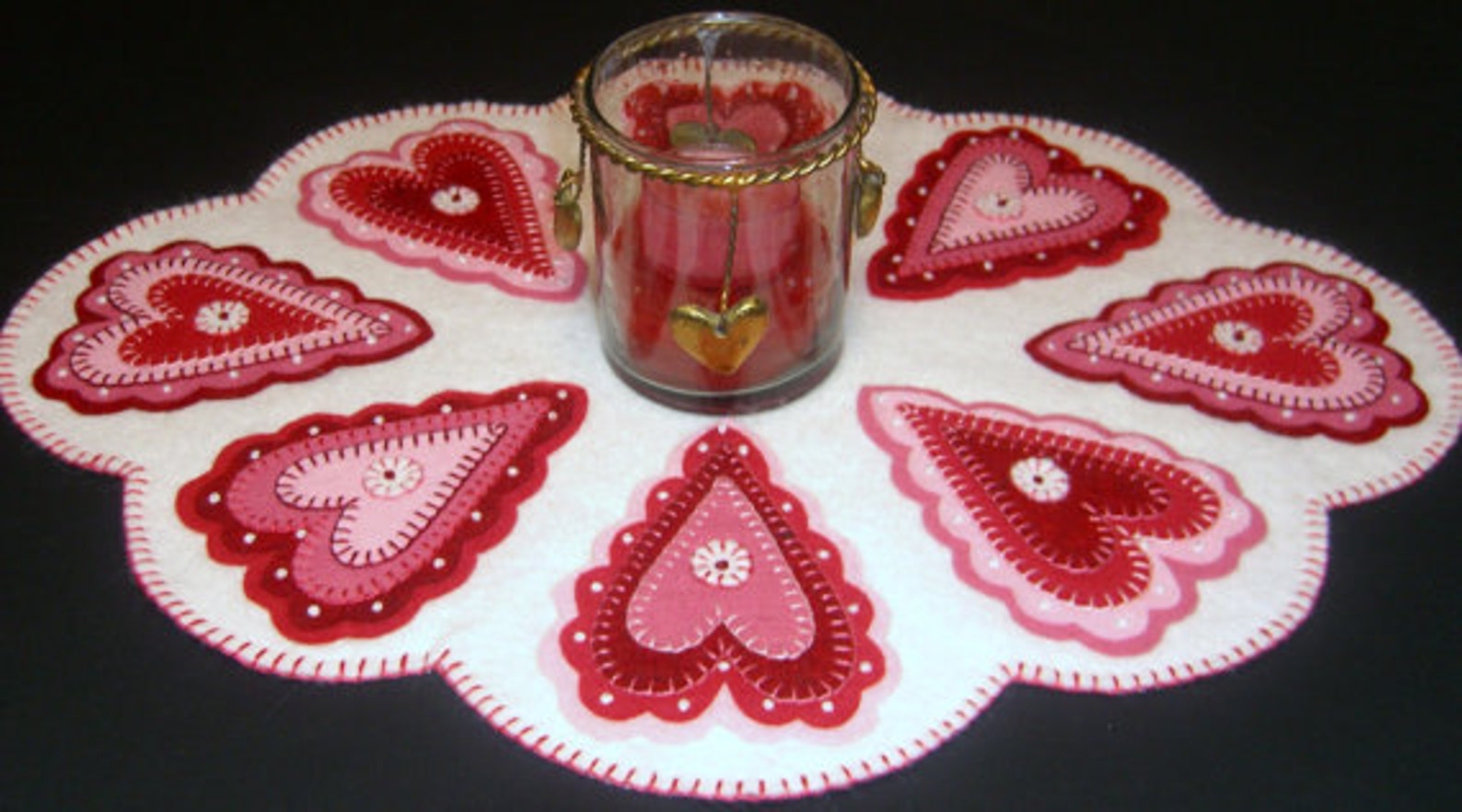 Hearts Valentines Penny Rug Wool Applique PATTERN Holiday Love Etsy
