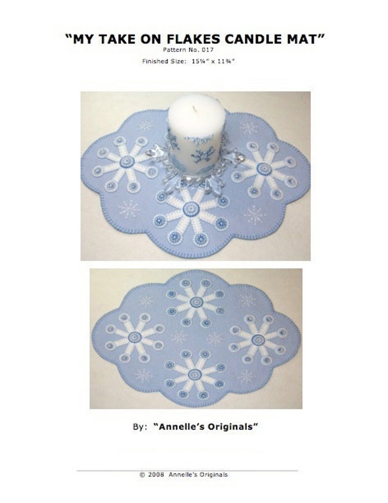 Christmas Winter Snowflakes Penny Rug Candle Mat Wool Applique PATTERN ...