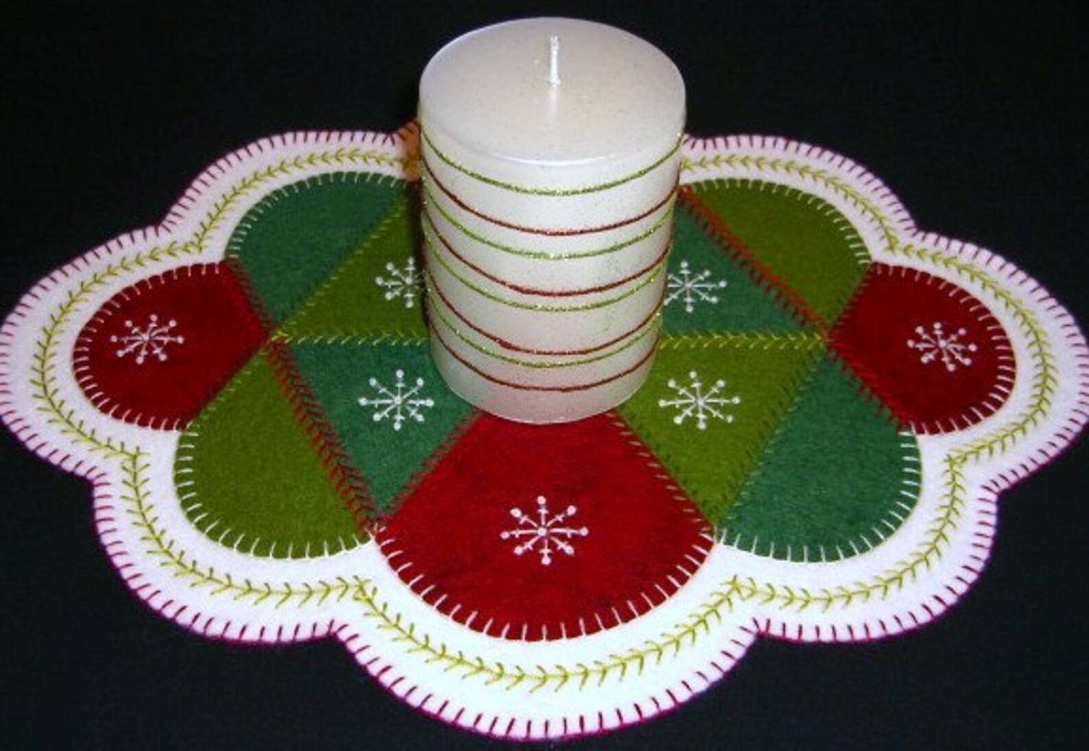 Christmas Winter Snowflakes Penny Rug Candle Mat Wool Applique - Etsy