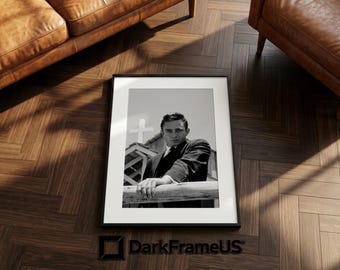 Impresión fotográfica de Johnny Cash / Arte mural musical en blanco y negro restaurado en 4K (descarga digital)