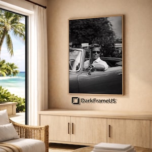 Brad Pitt Cabrio Porträt | Schwarz und weiß Star Wand Kunst (Digitaler Download)