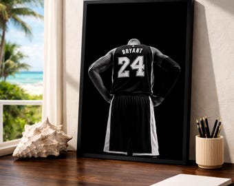 Impresión en blanco y negro de "Mamba Mentality" de Kobe Bryant (descarga digital)