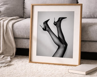 Impresión de tacones de aguja / Fotografía de moda en blanco y negro (Descarga digital)